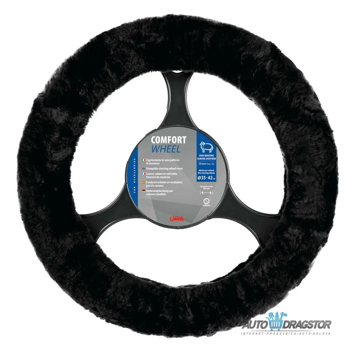 OBLOGA VOLANA 35-42CM OD PRAVOG OVCIJEG KRZNA CRNA 