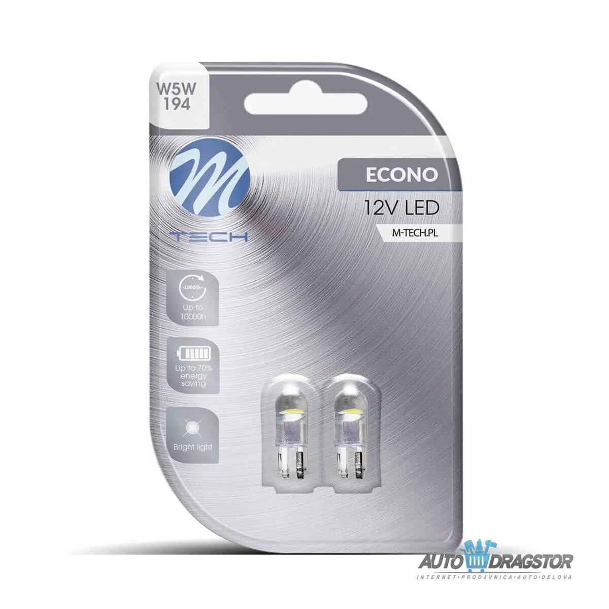 SIJALICA 12V W5W W2.1X9.5 LED 2KOM SA BELIM KUĆIŠTEM 