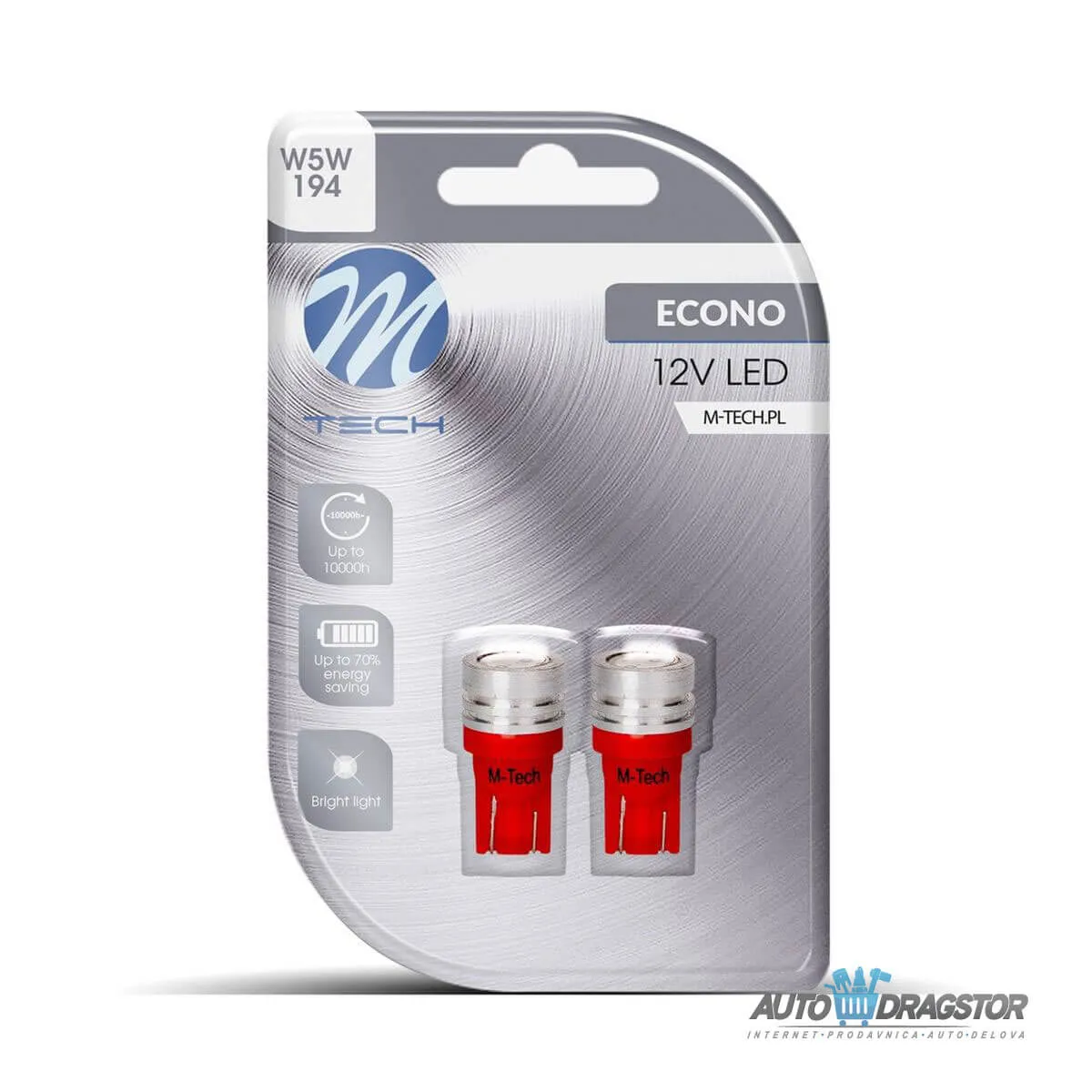 SIJALICA 12V W5W W2.1x9.5D 1xHP LED 2KOM SA CRVENIM KUĆIŠTEM 