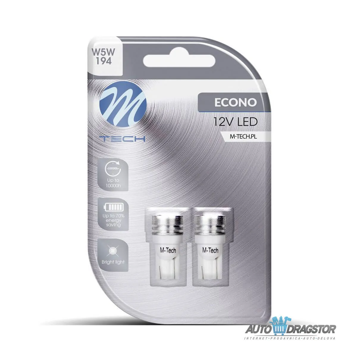 SIJALICA 12V W5W W2.1x9.5D 1xHP LED 2KOM SA BELIM KUĆIŠTEM DO 6500K 