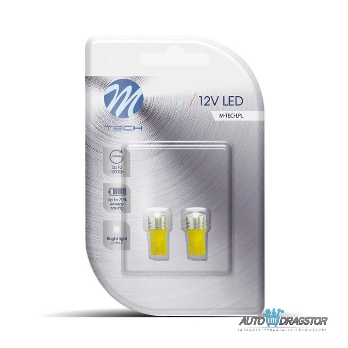 SIJALICA 12V W5W W2.1x9.5D 1W 1xHP LED 2KOM SA ŽUTIM KUĆIŠTEM 