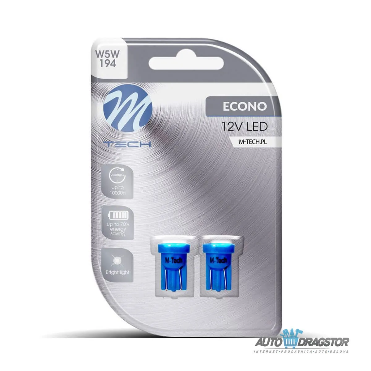 SIJALICA 12V W5W W2.1X9.5 4xLED SMD3528 2KOM SA PLAVIM KUĆIŠTEM 