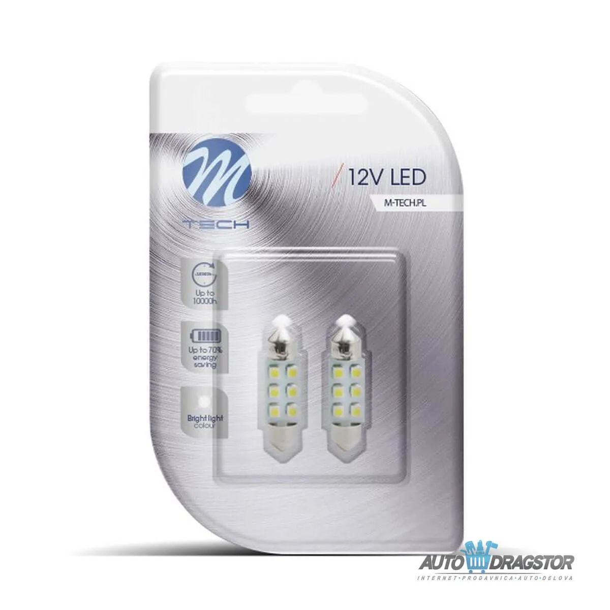 SIJALICA 12V SULFIDNA C5W 6xSMD3528 LED 2KOM 36mm ŽUTA 