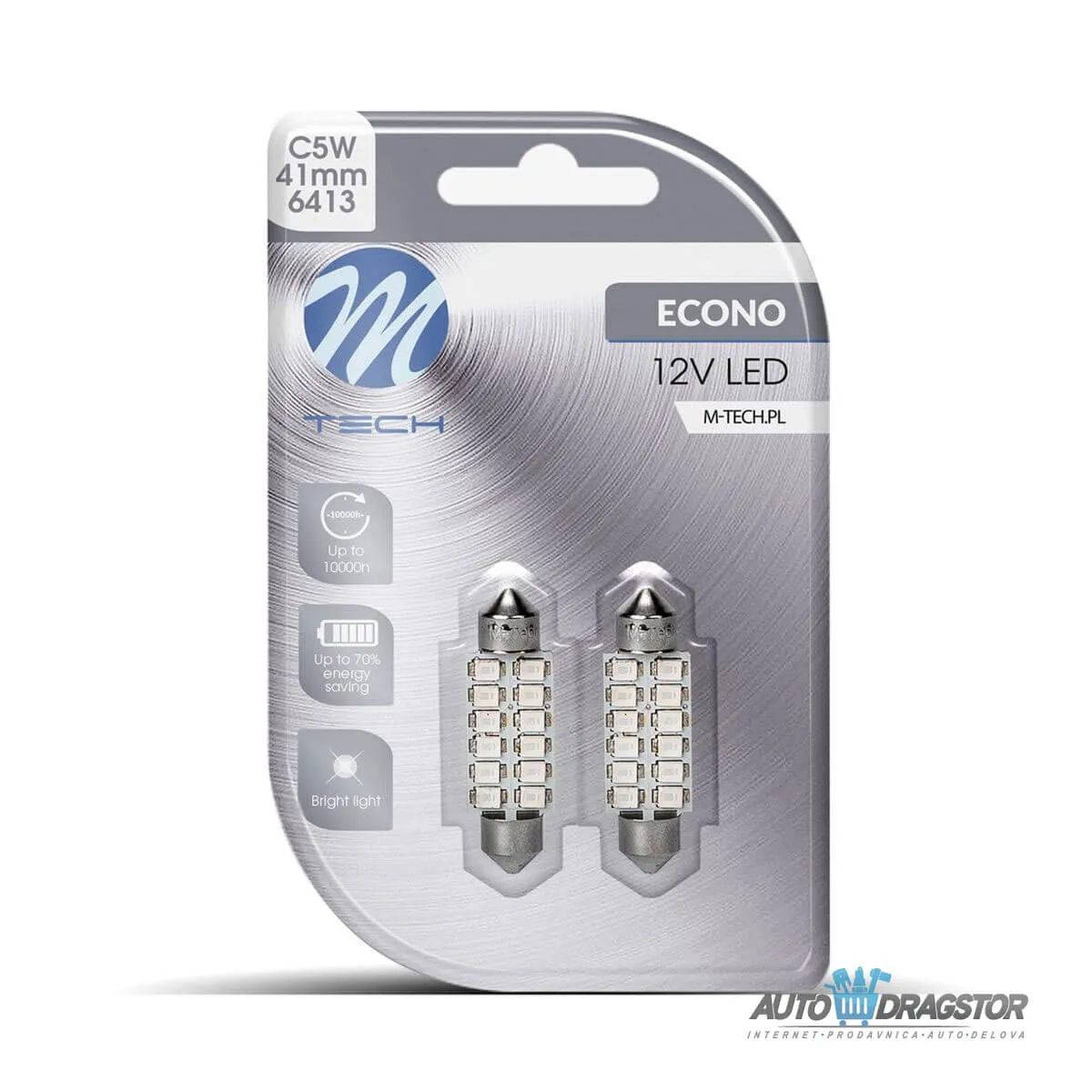 SIJALICA 12V SULFIDNA C5W 12xSMD3528 LED 2KOM 41mm PLAVA 