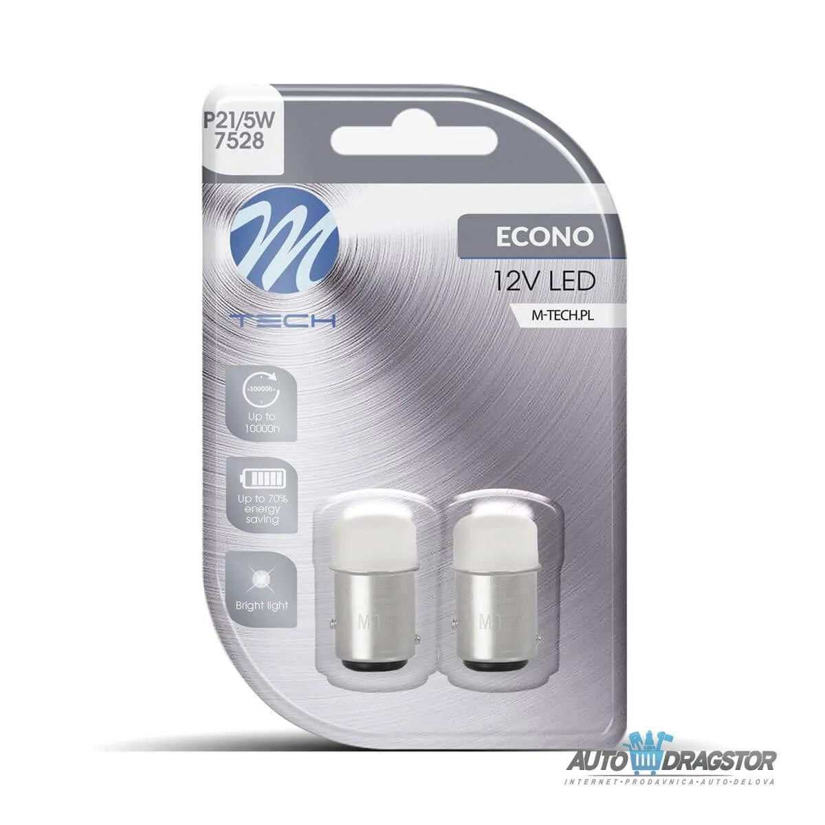 SIJALICA 12V P21/5W BAY15d 9xSMD3014 LED 2KOM BELA 