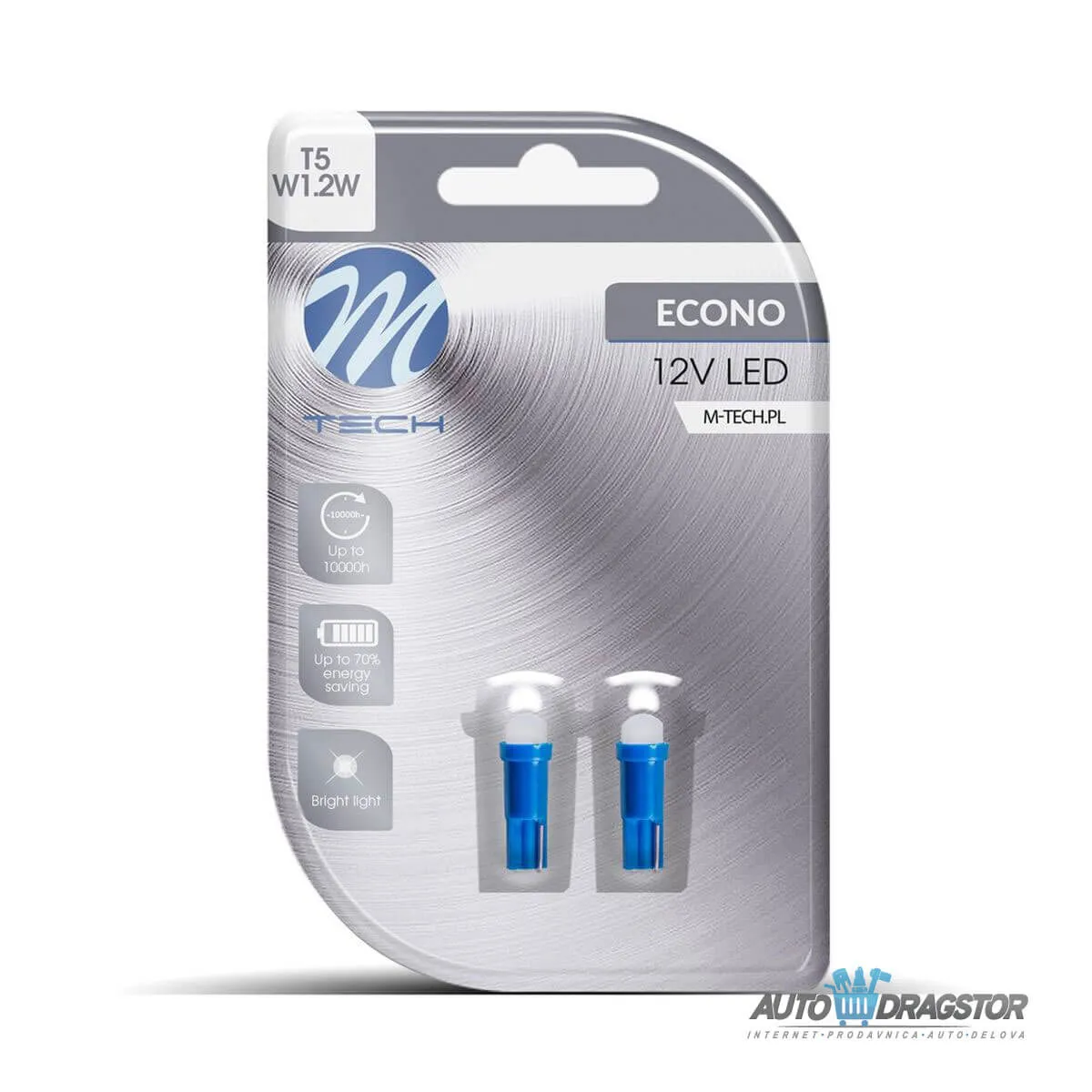 SIJALICA 12V T5,R5,W2x4.6D,W1.2W,W2W,W2.3W LED 1xSMD5050 2KOM PLAVA 