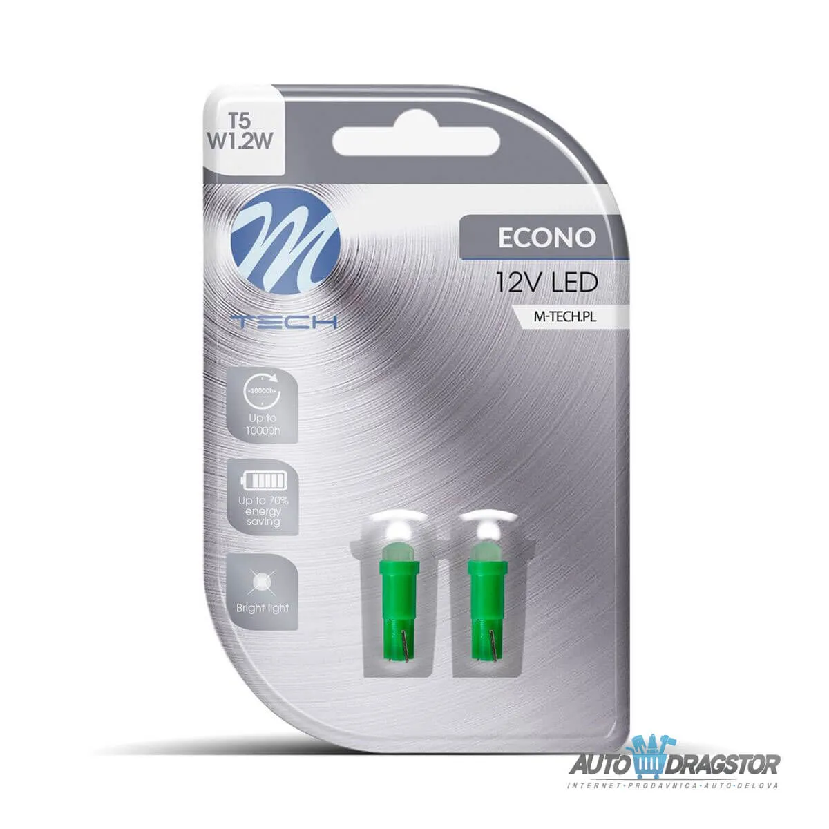 SIJALICA 12V T5,R5,W2x4.6D,W1.2W,W2W,W2.3W LED 1xSMD5050 2KOM ZELENA 