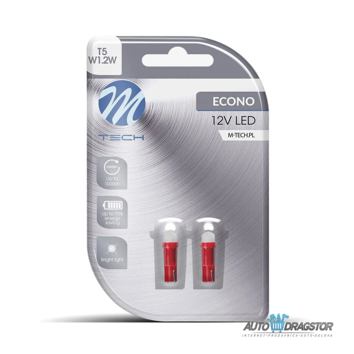 SIJALICA 12V T5,R5,W2x4.6D,W1.2W,W2W,W2.3W LED 1xSMD5050 2KOM CRVENA 