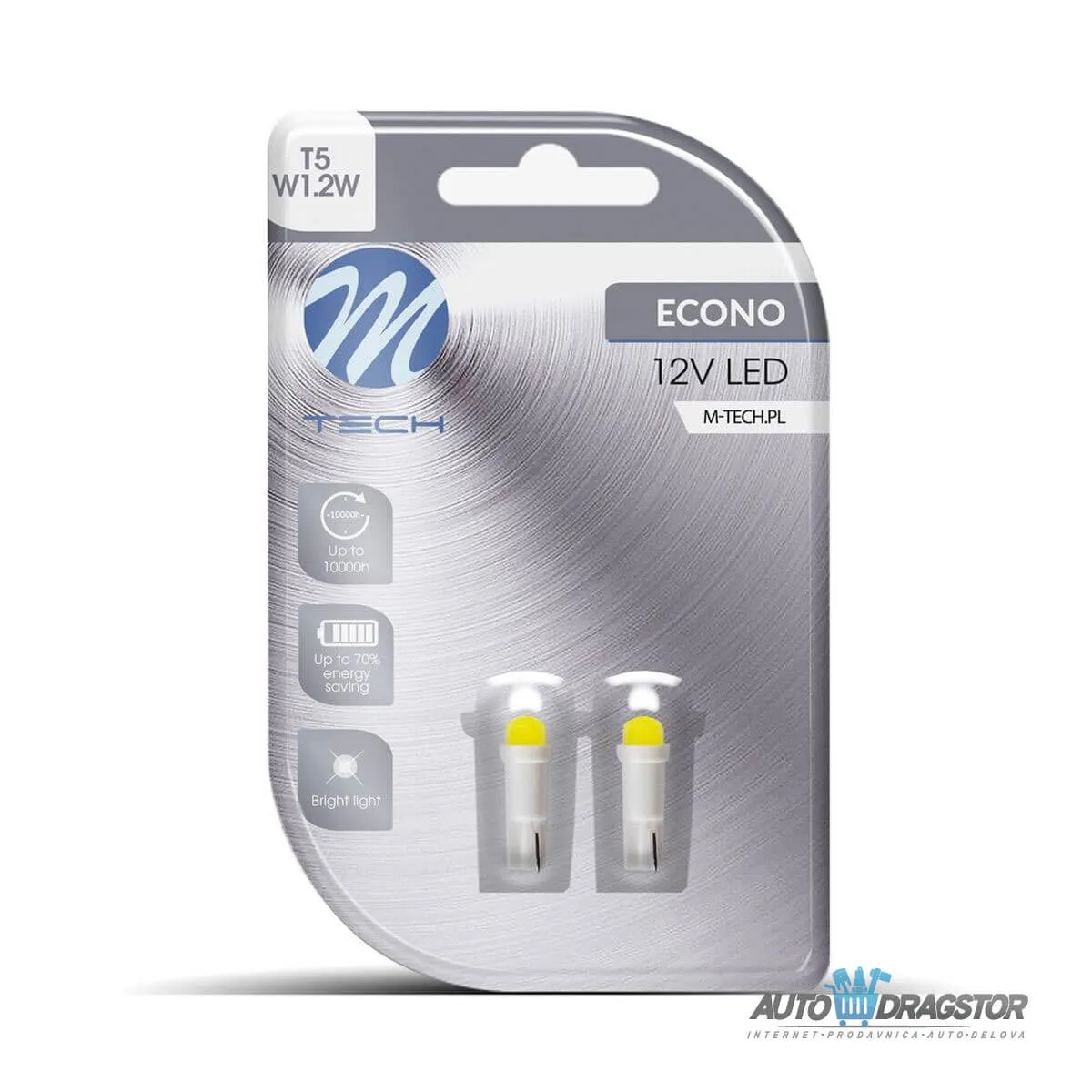 SIJALICA 12V T5,R5,W2x4.6D,W1.2W,W2W,W2.3W LED 1xSMD5050 2KOM BELA 