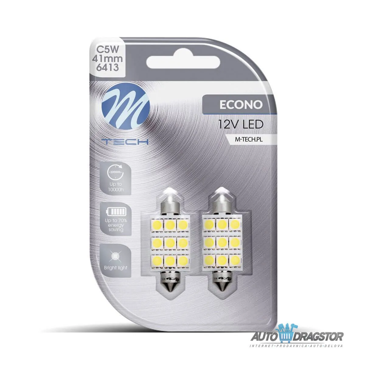 SIJALICA 12V SULFIDNA C5W,C10W SV8.5 LED 9xSMD5050 41mm 2KOM BELA 