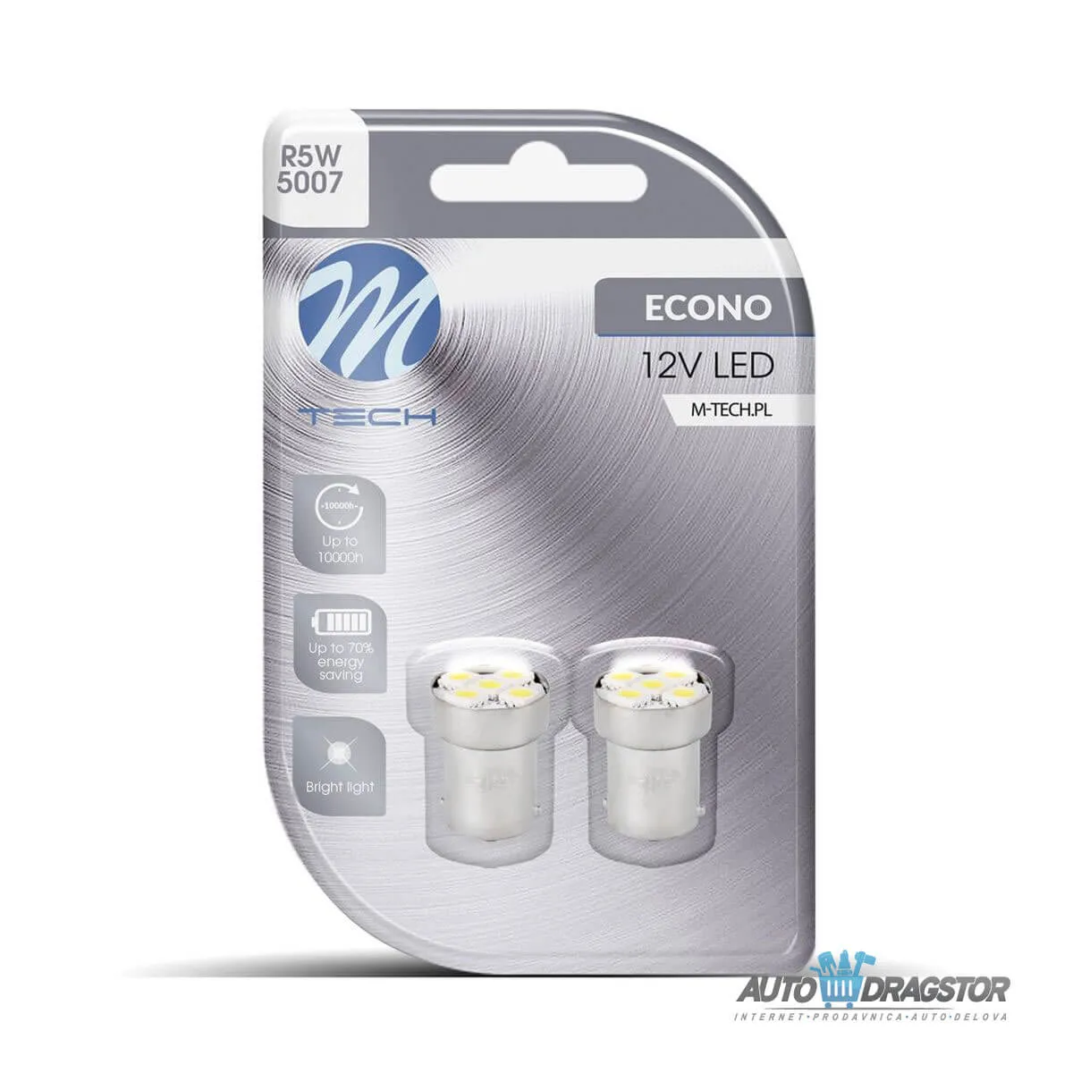 SIJALICA 12 R10W Ba15s G18 LED 5xSMD5050 BELA 2KOM 