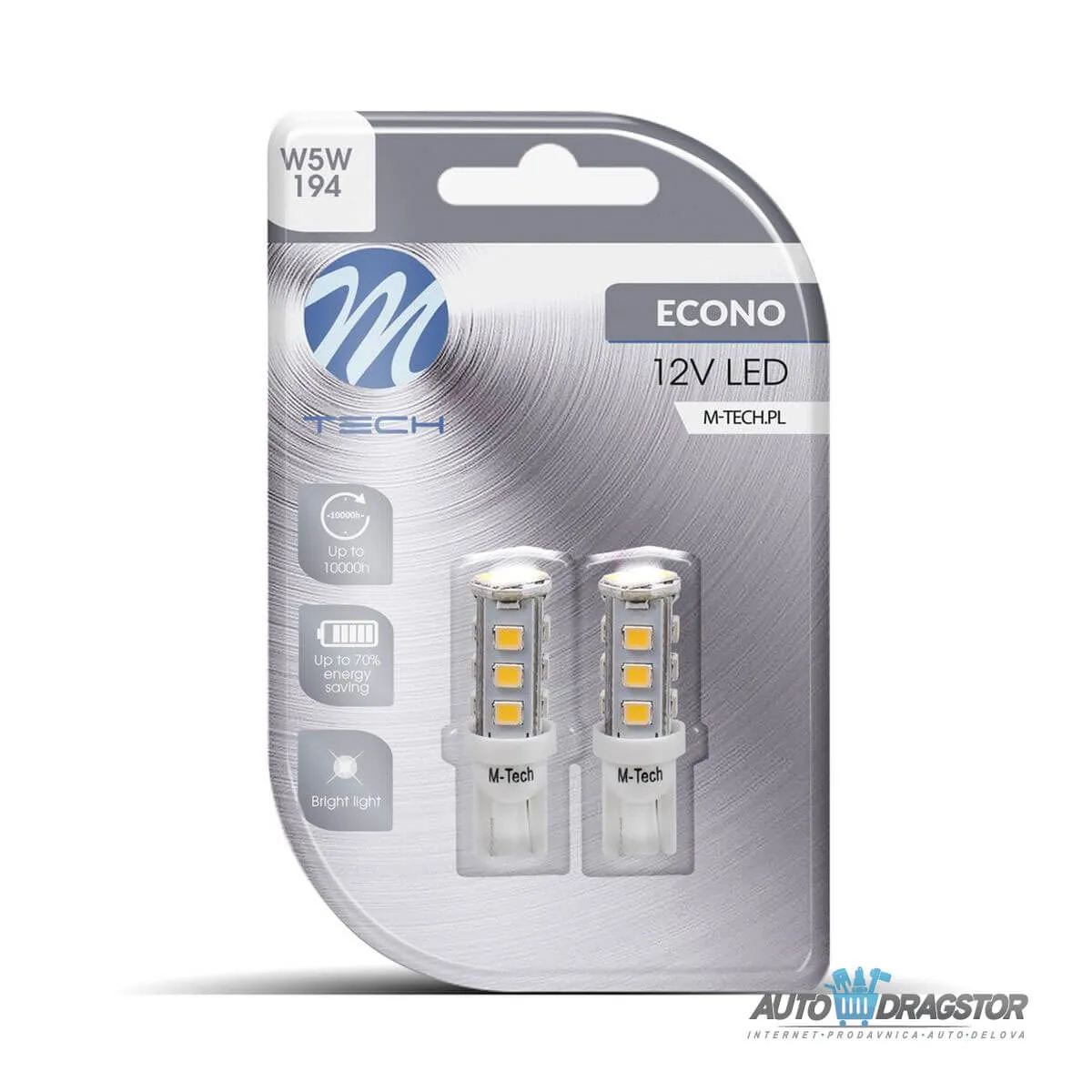 SIJALICA 12V W5W W2.1x9.5d LED 16xSMD2835 BELA 2KO 