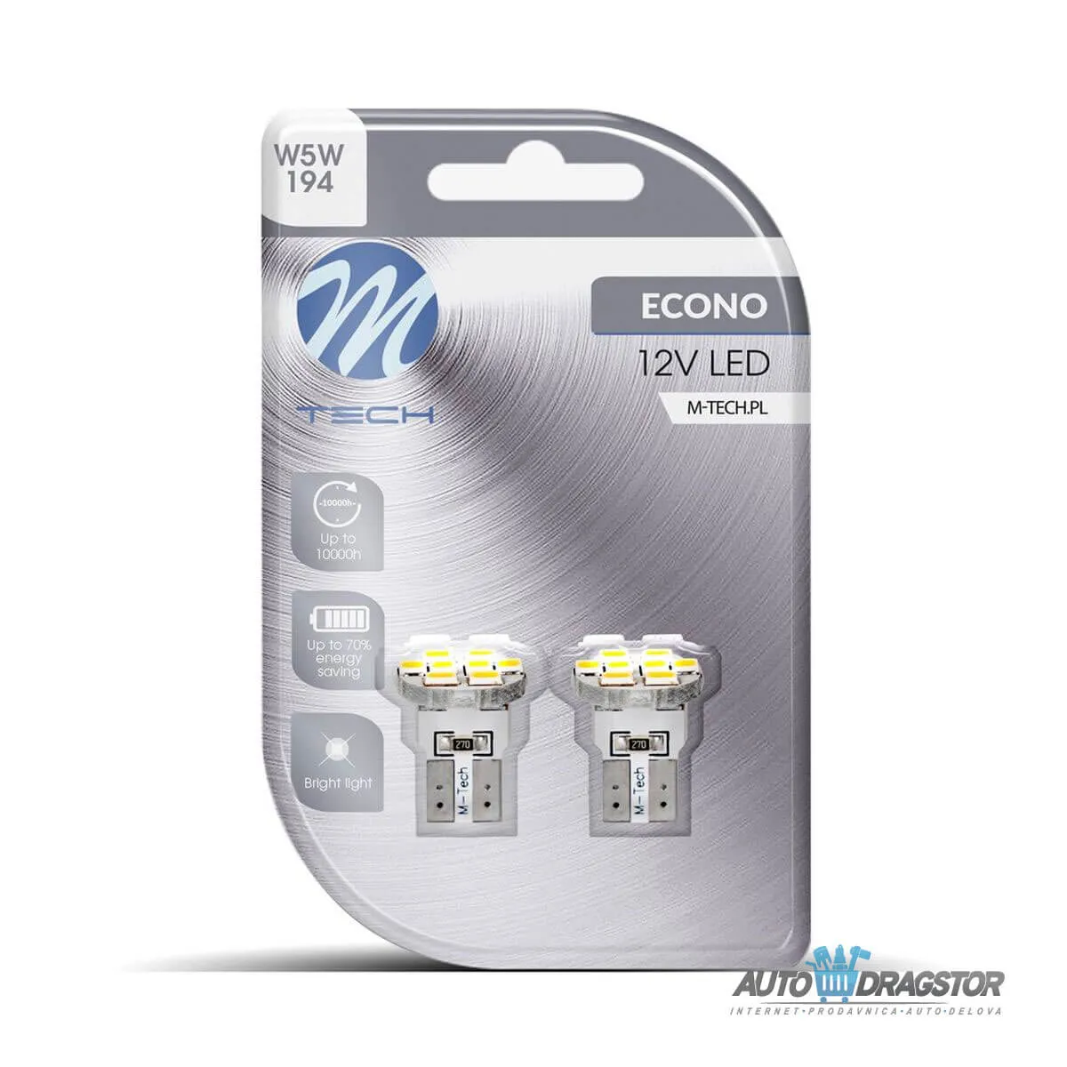 SIJALICA 12V W5W W2.1x9.5d LED 8xSMD2835 BELA 2KO 