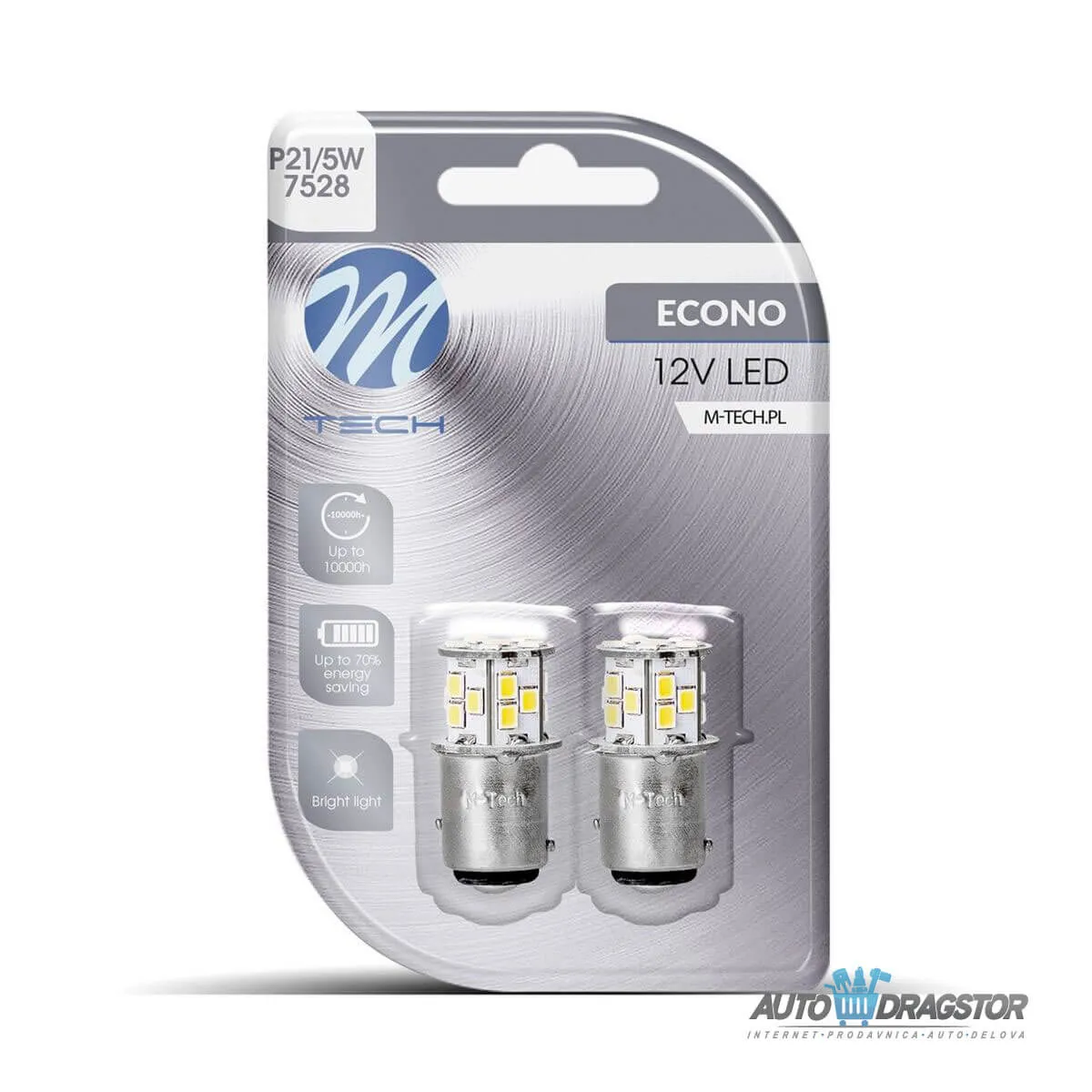 SIJALICA 12V P21/5W BAY15d LED 21xSMD2835 BELA 2KOM 