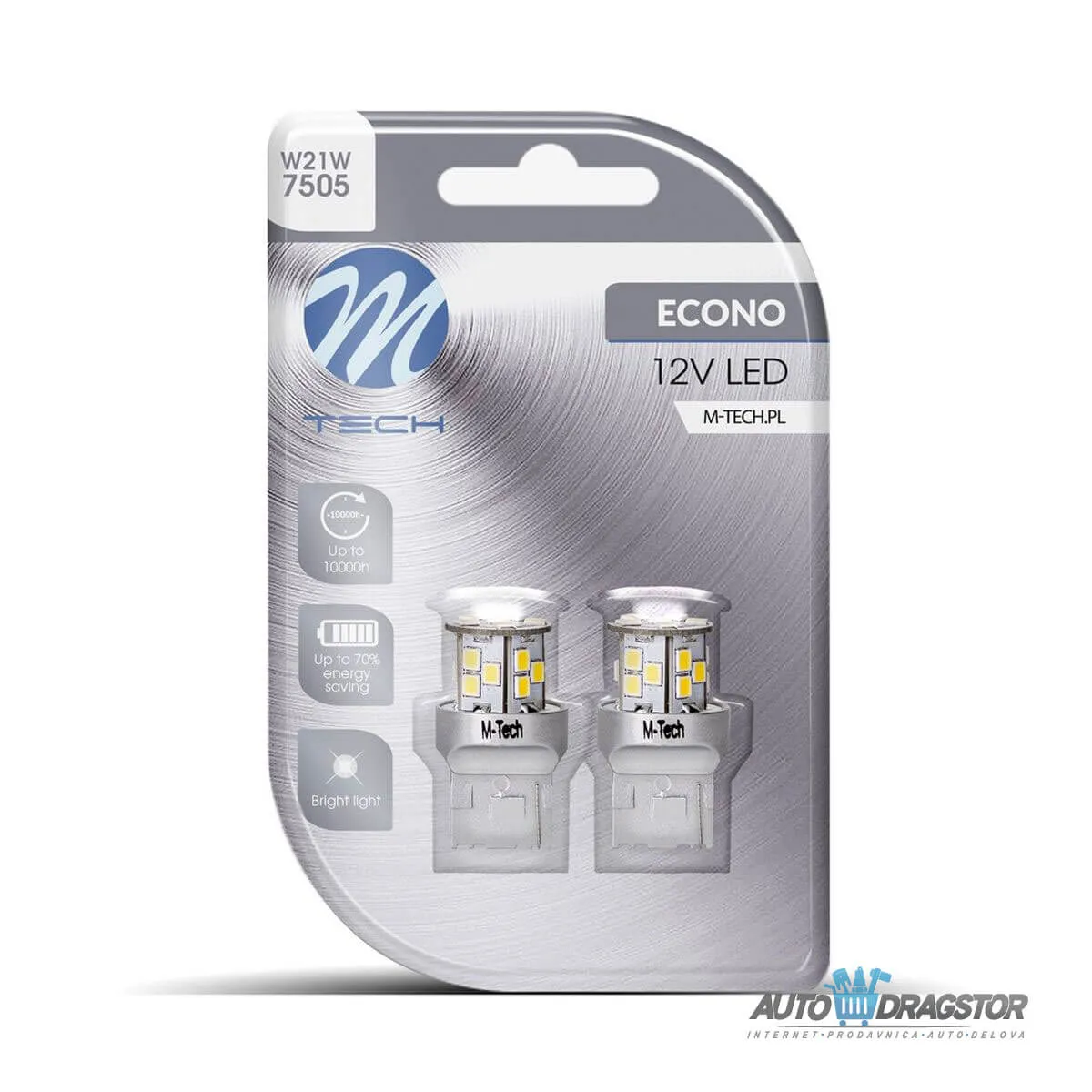 SIJALICA 12V T20 W21W W3x16d LED 21xSMD2835 BELA 2KOM 