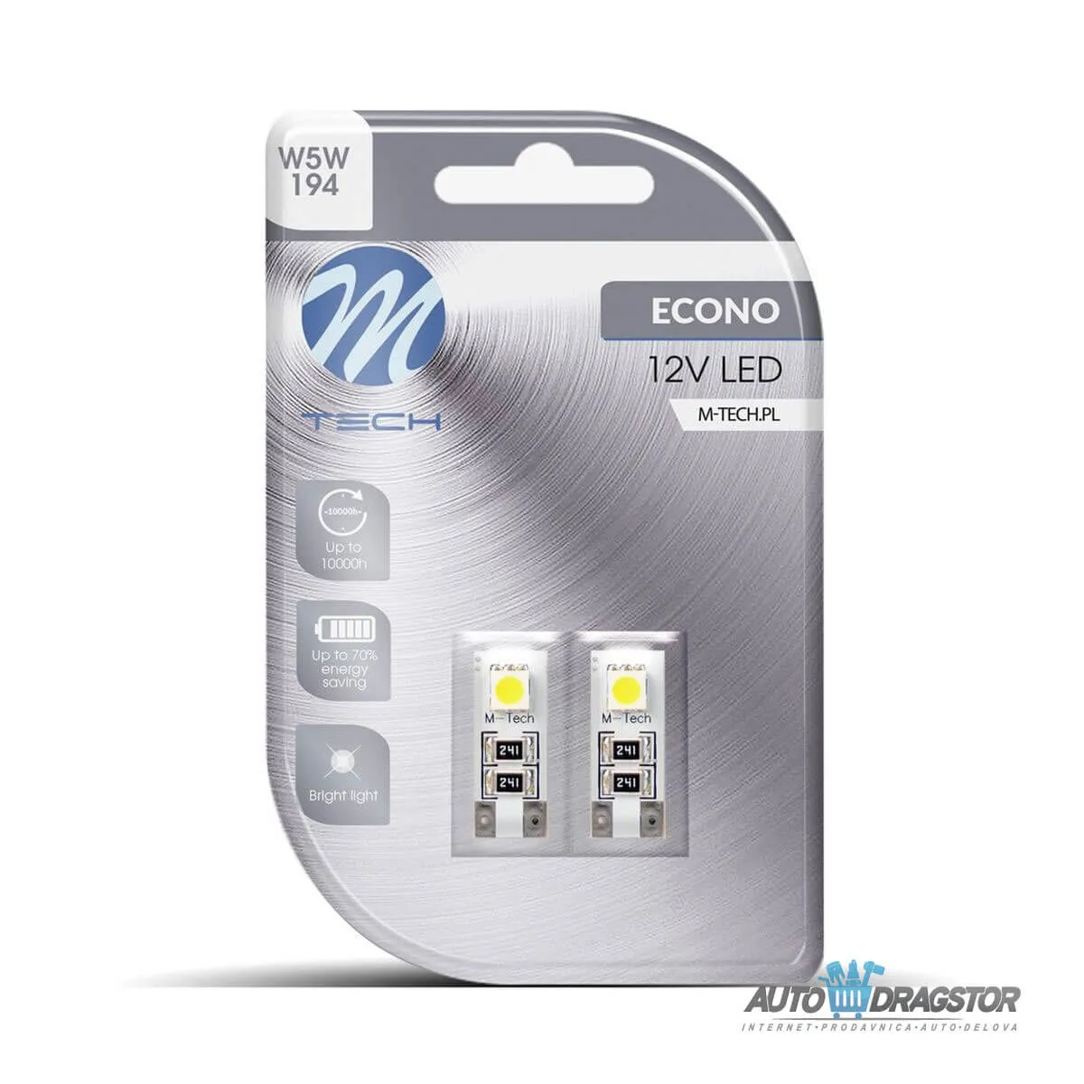 SIJALICA 12V W5W W2.1x9.5d CANBUS LED 2xSMD5050 BELA 2KOM 