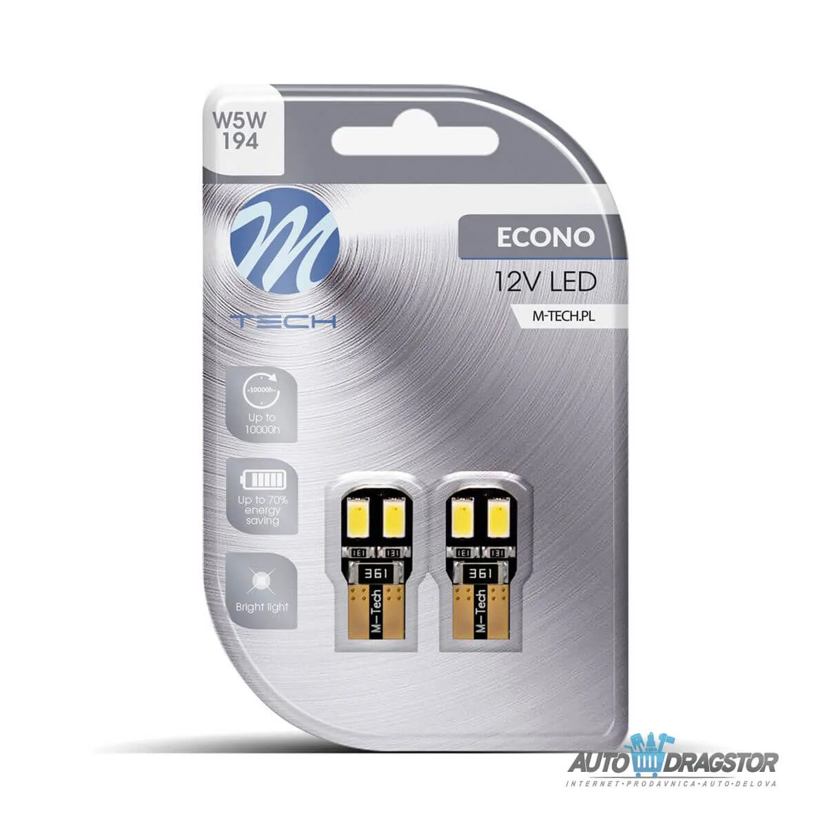 SIJALICA 12V W5W W2.1x9.5d CANBUS LED 4xSMD5730 BELA 2KOM 