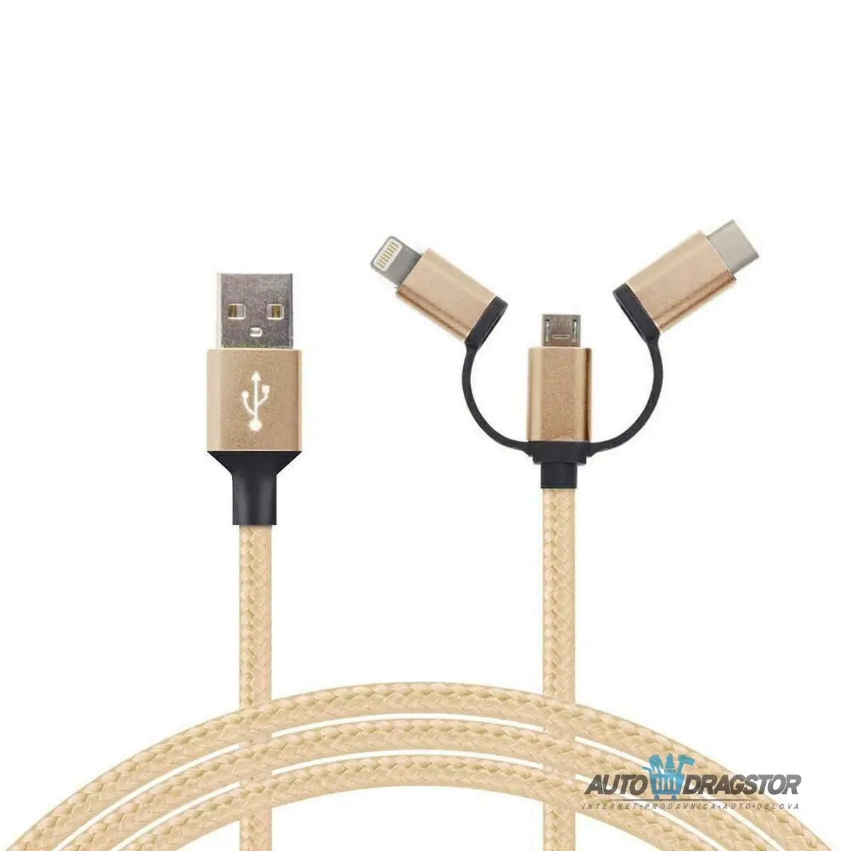 KABAL ZA MOBILNI SA 3 RAZLICITA PRIKLJUCKA USB A 2.0 / 3 w 1 - 2,4A DUŽINA KABLA 1m 