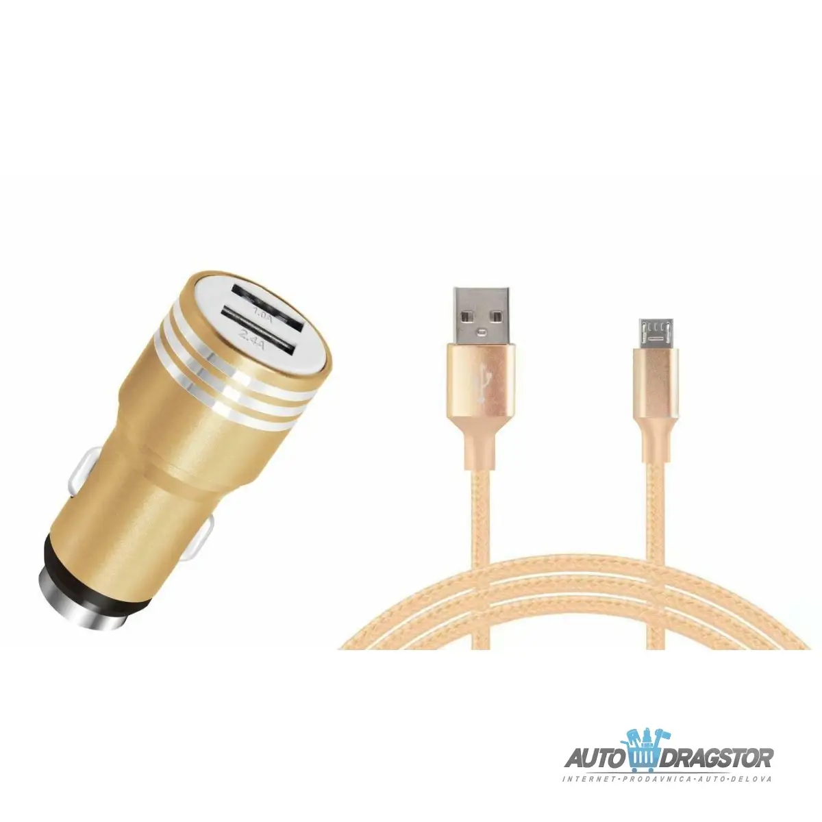 PUNJAC ZA MOBILNI 2xUSB 2,4A SA KABLOM I MICRO KONEKTOROM 