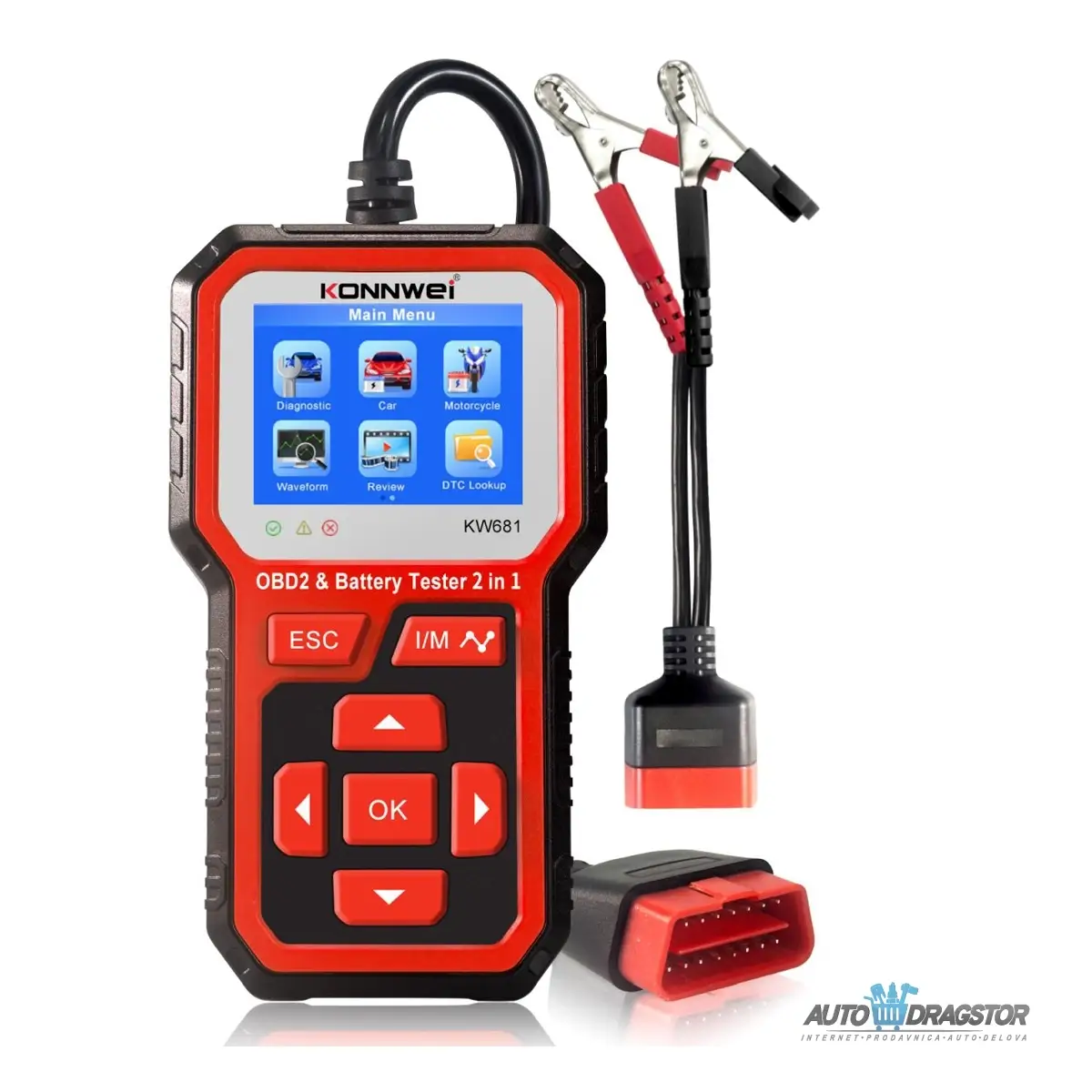 2u1 UNIVERZALNI OBD2 DIJAGNOSTIČKI SKENER I AKUMULATOR TESTER ZA AUTOMOBILE I MOTORE 