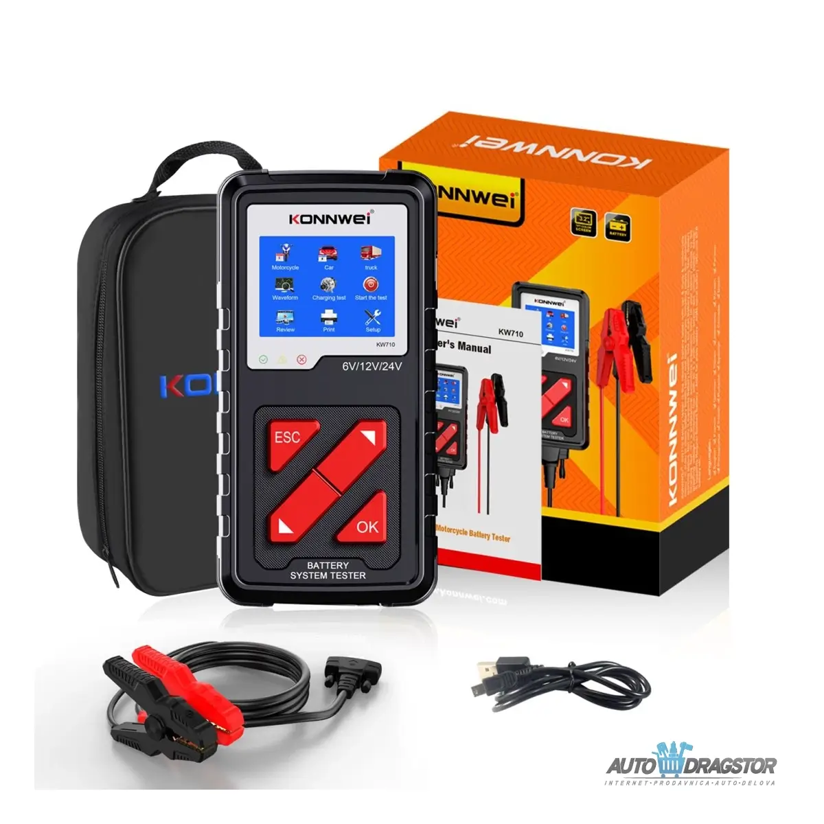 PROFESIONALNI AKUMULATOR TESTER ZA 6/12/24V ZA MOTORE/VOZILA/KAMIONE/MARINE/ATV 