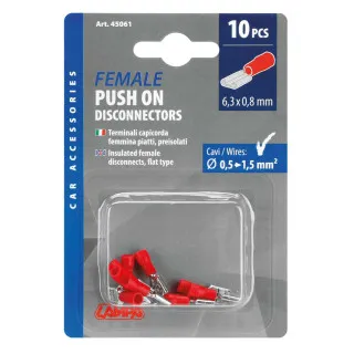 IZOLOVANE FASTON KABLOVSKE PAPUČICE RAVNE ŽENSKE CRVENE 6,3x0,8 mm ZA KABLOVE 0.5-1.5mm2 10KOM 