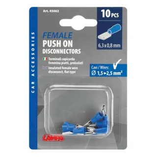 IZOLOVANE FASTON KABLOVSKE PAPUČICE RAVNE ŽENSKE PLAVE 6,3x0,8 mm ZA KABLOVE 1.5-2.5mm2 10KOM 