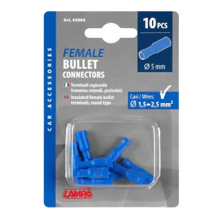 PAPUČICA OKRUGLA ŽENSKA PLAVA 4mm ZA KABLOVE 1.5-2.5mm2 10KOM 