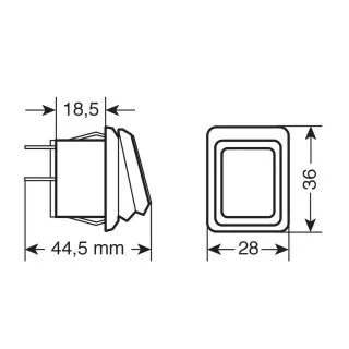 VODOOTPORNI PREKIDAČ (IP65) SA ZELENIM LED INDIKATOROM 12/24V  10A MAX I DIMENZIJOM 30x22mm 