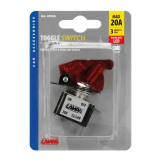 PREKIDAČ ON/OFF TOP GUN CRVENI LED 12/24V MAX 20A SA 3 KONTAKTA I PREČNIKOM OD 12mm I MAX DEBLJINA KABLOBA 3.5mm 