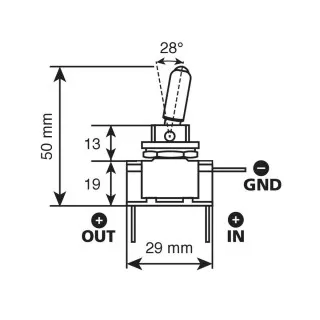 PREKIDAČ SA CRVENIM LED INDIKATOROM 12/24V MAX 20A SA 3 KONTAKTA,PREČNIKOM OD 12mm I DEBLJINA KABLOVA MAX 4.5mm 