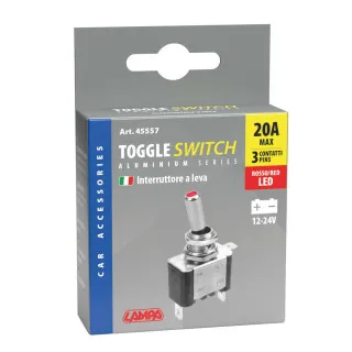 PREKIDAČ SA CRVENIM LED INDIKATOROM 12/24V MAX 20A SA 3 KONTAKTA,PREČNIKOM OD 12mm I DEBLJINA KABLOVA MAX 4.5mm 