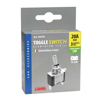 PREKIDAČ SA ZELENIM LED INDIKATOROM 12/24V MAX 20A SA 3 KONTAKTA,PREČNIKOM OD 12mm I DEBLJINA KABLOVA MAX 4.5mm 