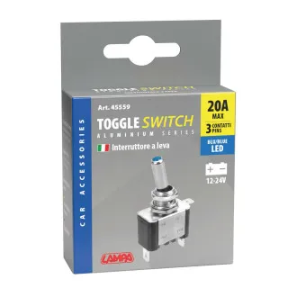 PREKIDAČ SA PLAVIM LED INDIKATOROM 12/24V MAX 20A SA 3 KONTAKTA,PREČNIKOM OD 12mm I DEBLJINA KABLOVA MAX 4.5mm 