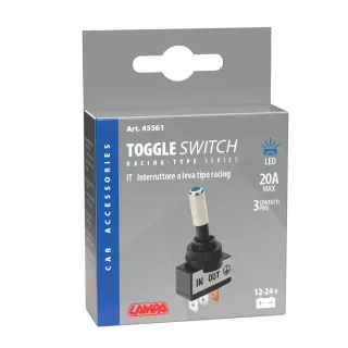 PREKIDAČ SA PLAVIM LED INDIKATOROM 12/24V MAX 20A SA 3 KONTAKTA,PREČNIKOM OD 12mm I DEBLJINA KABLOVA MAX 7mm 