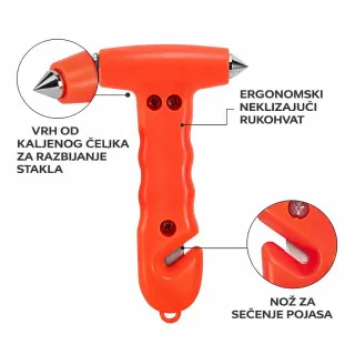 ČEKIC ZA RAZBIJANJE SIGURNOSNOG STAKLA 