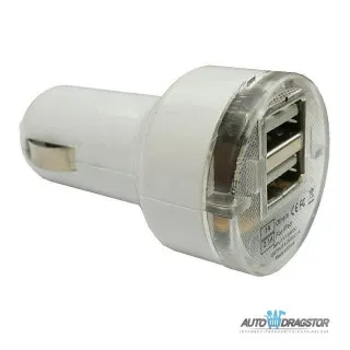 DUPLI USB PUNJAČ BELI 1A+2.1A 