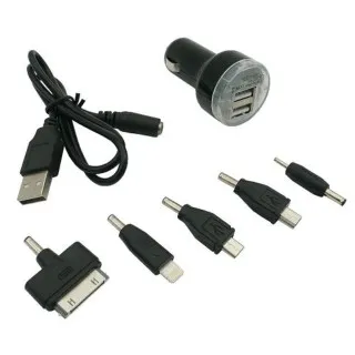 DUPLI USB PUNJAČ ZA KOLA SA 7 ADAPTERA 12/24V 1A+2.1A 