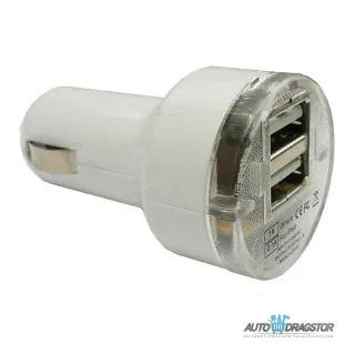 DUPLI USB PUNJAČ BELI 1A+2.1A 