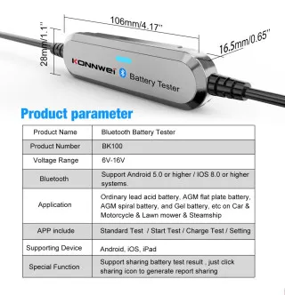 AKUMULATOR TESTER ZA VOZILA I MOTORE BLUETOOTH 