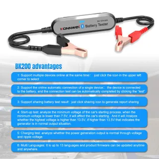 AKUMULATOR TESTER ZA VOZILA I MOTORE 6/12/24V BLUETOOTH 