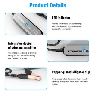 AKUMULATOR TESTER ZA VOZILA I MOTORE 6/12/24V BLUETOOTH 