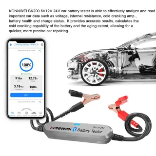 AKUMULATOR TESTER ZA VOZILA I MOTORE 6/12/24V BLUETOOTH 