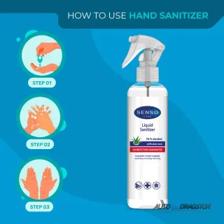 ANTIBAKTERIJSKI SPREJ ZA RUKE 300ML ALOE VERA 70% ALKOHOLA 