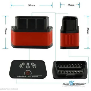 UREĐAJ ZA DIJAGNOSTIKU OBD2 BLUETOOTH 3.0 CRVENI 