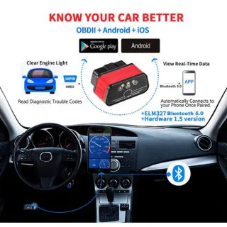 UREĐAJ ZA DIJAGNOSTIKU OBD2 WI FI CRVENI 