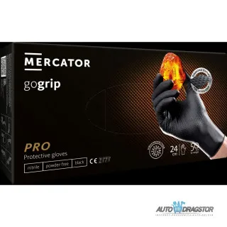 JEDNOKRATNE RUKAVICE OD NITRILA GoGRIP PRO CRNE BEZ PUDERA SA TEKSTUROM ZA BOLJI PRIHVAT 50KOM VELICINA M 