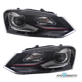 VW POLO (6R,6C) 2009-FAROVI LED SA CRVENOM LINIJOM I MOTOROM ZA PODEŠAVANJE 
