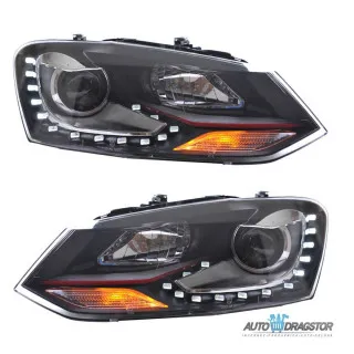 VW POLO (6R,6C) 2009-FAROVI LED SA CRVENOM LINIJOM I MOTOROM ZA PODEŠAVANJE 