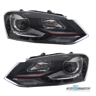 VW POLO (6R,6C) 2009-FAROVI LED SA CRVENOM LINIJOM I MOTOROM ZA PODEŠAVANJE 